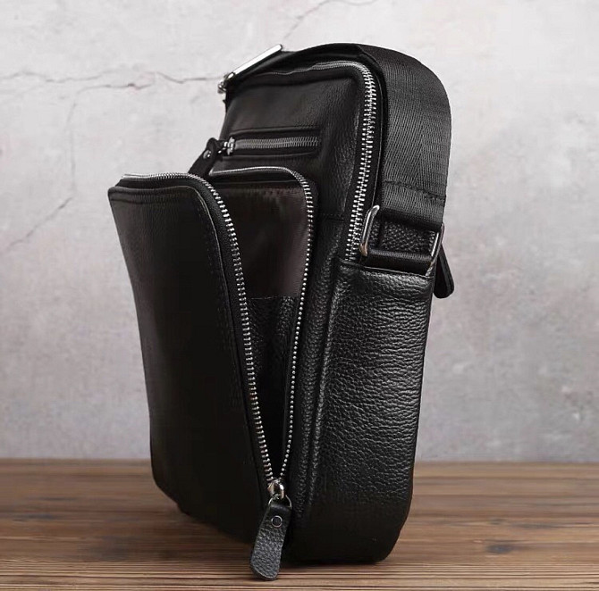 Кожаная мужская сумка-барсетка через плечо черная Tiding Bag A25-1278C Киев - изображение 7