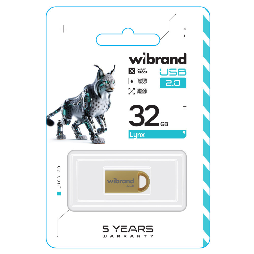 Флешка flash Wibrand USB 2.0 Lynx 32Gb Gold WI2.0 / LY32M2G Одеса - фото 2