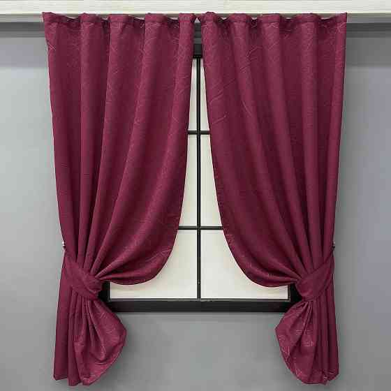 Комплект коротких штор VR-Textil Лен Саванна № 571ш Бордовый 130х170 см 2 шт (35-0354) Киев