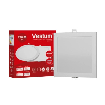 Світильник Vestum LED квадратный 9W 6000K 220V (1-VS-5208) Вінниця - фото 1