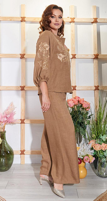 Лляний штанний костюм з вишивкою (48) Київ - фото 3