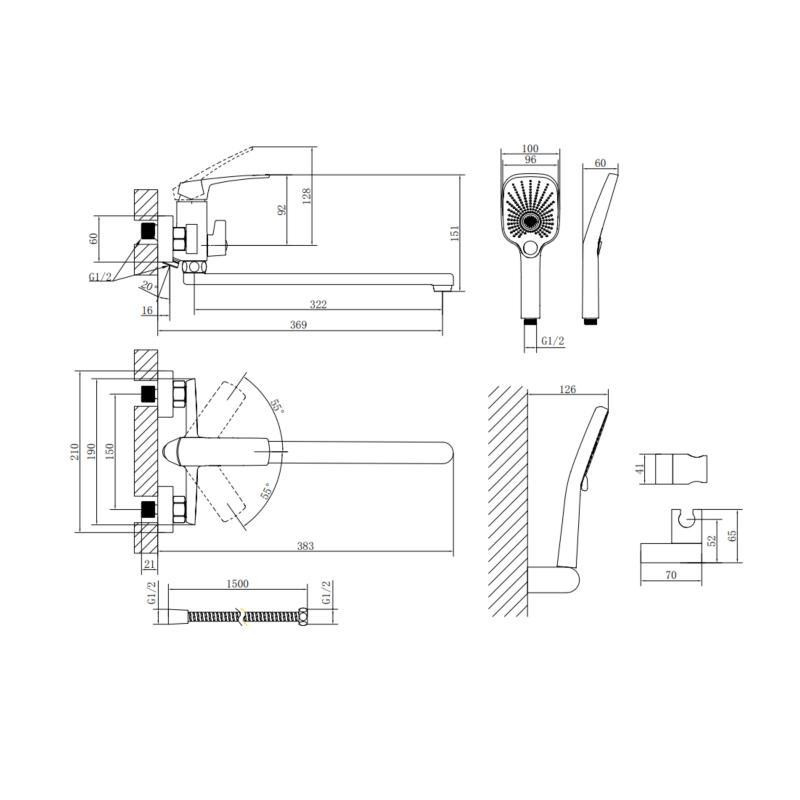 Смеситель для ванны с длинным поворотным изливом, c душевым гарнитуром Qtap Tern QTTER260CRM47587 Chrome Харьков - изображение 2