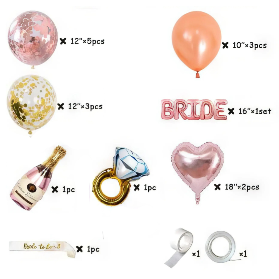Набір повітряних куль «Bride» для дівич-вечора прикраса для торжества Кам'янець-Подільський