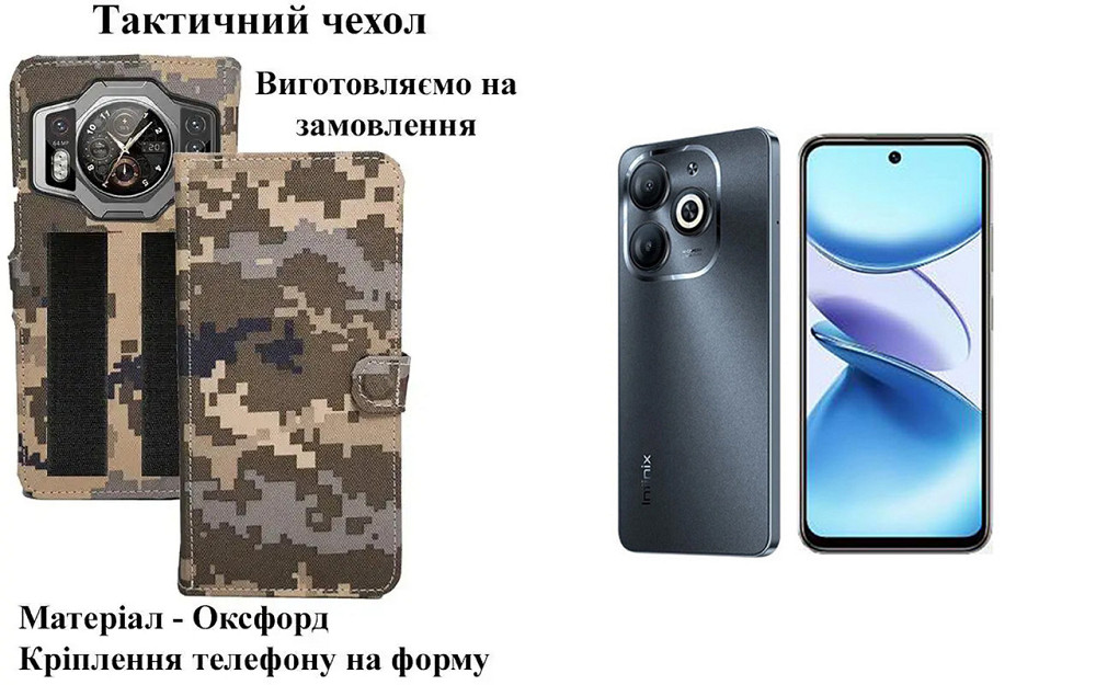 Тактичний чохол для Hotwav A17 Pro Max, кріпиться до спорядження на липучці Київ - фото 1