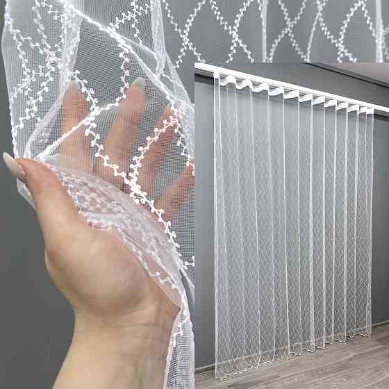 Тюль VR-Textil 1576т Фатин с вышивкой и люрексом Белый 450х270 см (42-0919) Киев