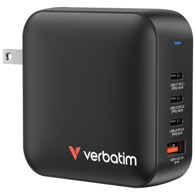 Зарядний пристрій Verbatim MiniGaN 165 W 4 ports (3xUSB-C/1xUSB-A) (32216) Вінниця - фото 1