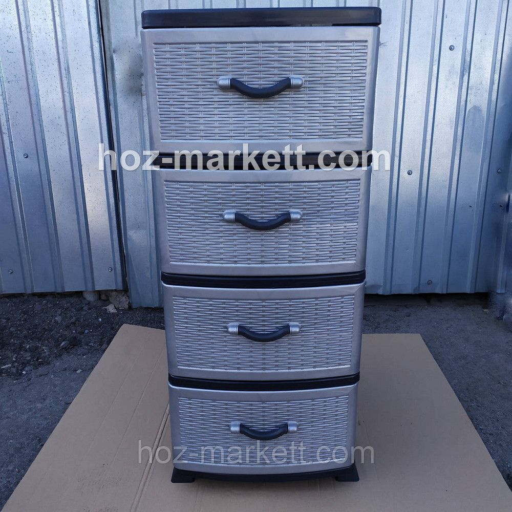 Тумбочка комод пластиковый серый на 4 ящика производство Украина Харьков - изображение 8