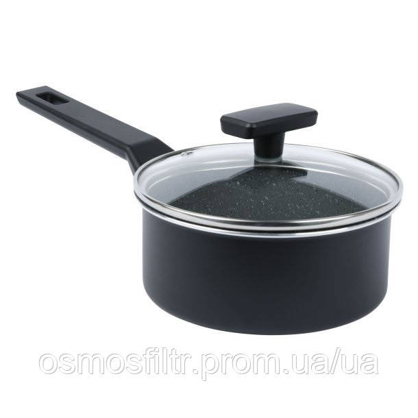 Ковшик Axentia Blackline Ø 16 см стекл крышка аллюминий антипригарное покрытие PTFE (135616) Киев - изображение 3