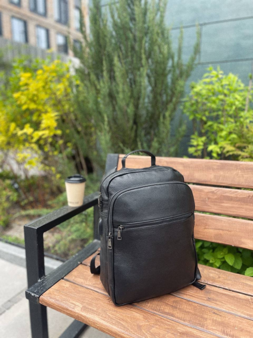 Рюкзак кожаный для мужчины 29х40х15, черный цвет Киев - изображение 7