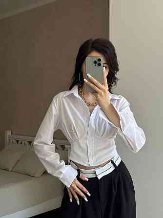 Жіноча базова приталена сороча з імітацією корсету котон Одеса