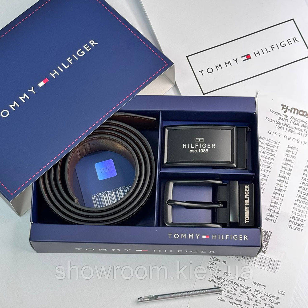 Ремень и две пряжки в подарочной коробке TH (065) Киев - изображение 1