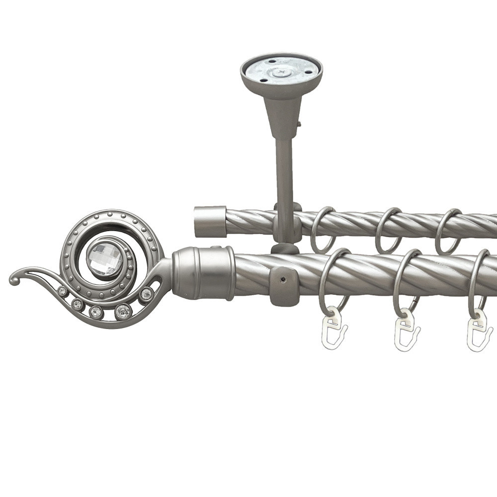 Карниз Orvit Око Дракона металевий дворядний відкритий до стелі скручена труба кільце металеве Сатин 25\16 мм 300 см (00-00024129) Львів - фото 1
