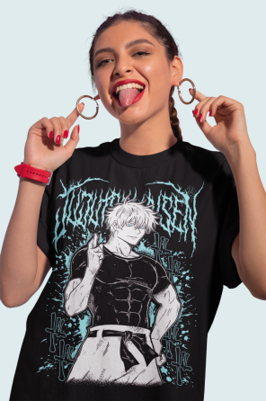 Футболка для хлопчика з аніме принтом Магічна битва оверсайз (зріст від 165 до 180) Чорний AnimeJ0604m Дніпро