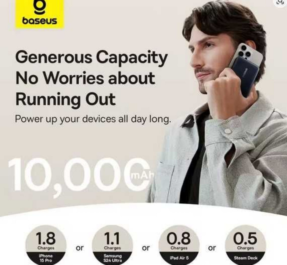 Внешний аккумулятор (павербанк) Baseus Nomos Qi2 45W 10000mAh. Харьков - изображение 1