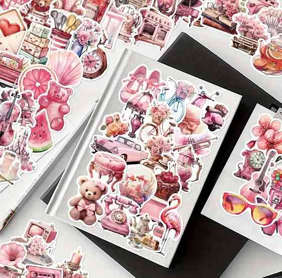 Набор розовых стикеров 60 шт эстетика и винтаж Киев