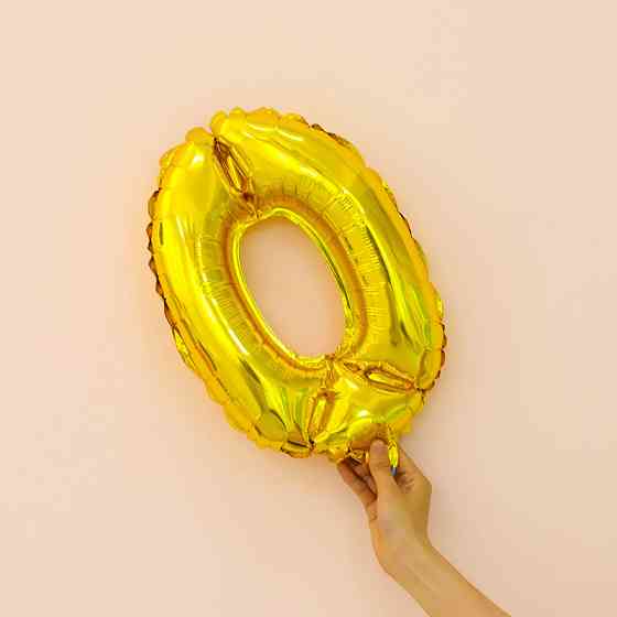 Шарик цифра 0 фольгированная 16 дюймов золотистый Киев
