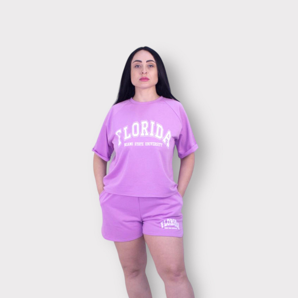 Летний спортивный костюм с шортами Сиреневый XL-2XL Харьков - изображение 5