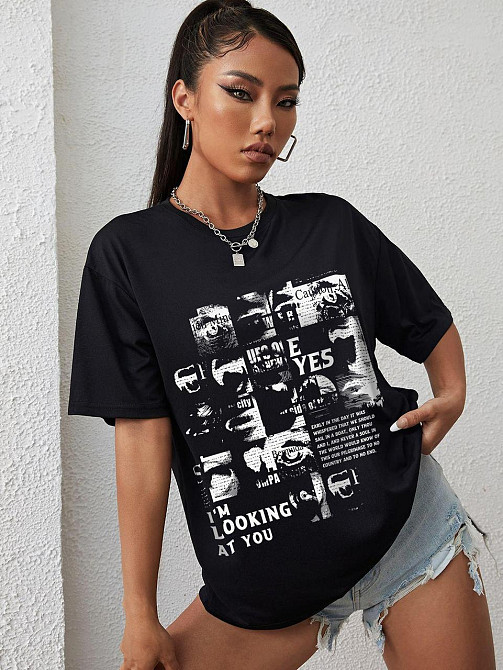 Футболка жіноча з принтом  46 Чорний 2664084848 Дніпро - фото 1