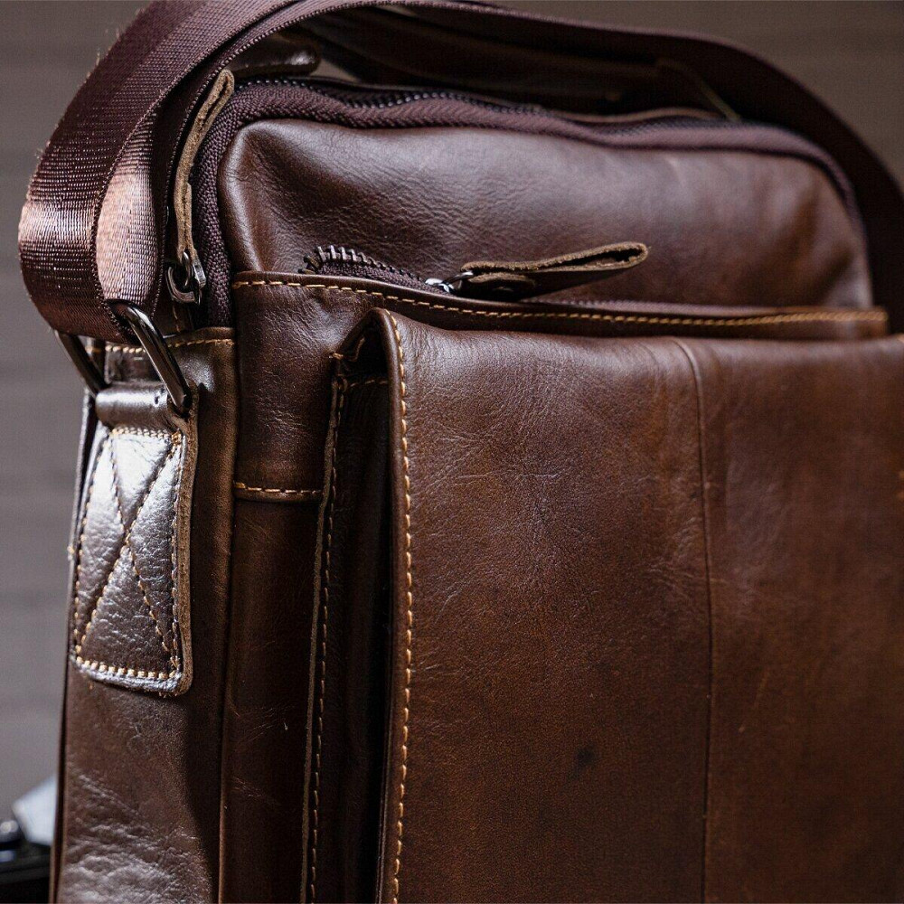 Сумка чоловіча шкіряна Vintage 14846 Коричнева Київ - фото 8