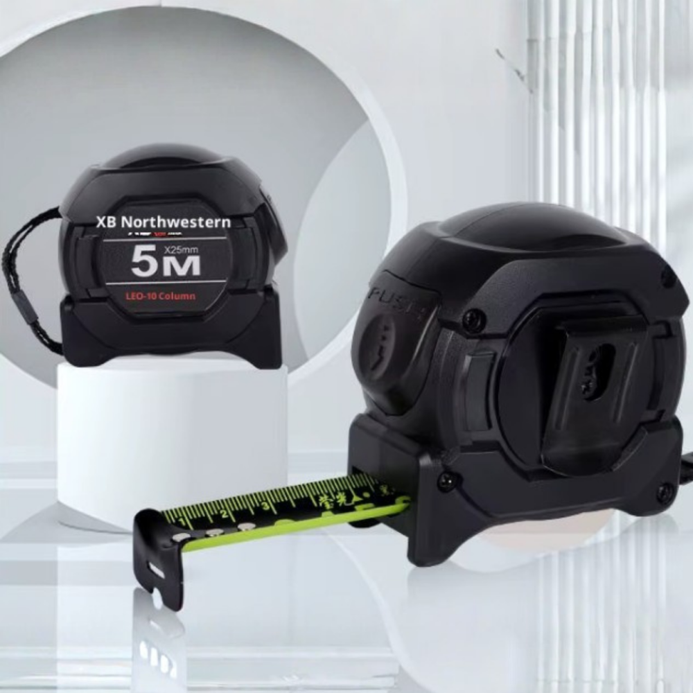 Рулетка будівельна вимірювальна 5м, з метричною світловою шкалою з автоматичним замком, протиударна чорна Кам'янець-Подільський - фото 6