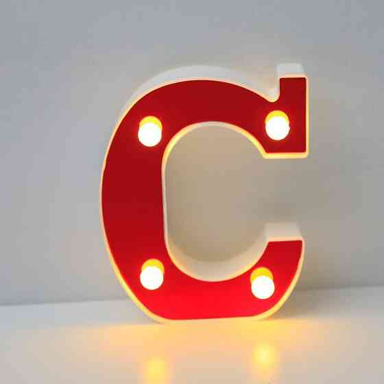 Объемная буква С led маленькая 16 на 14 см красный Киев