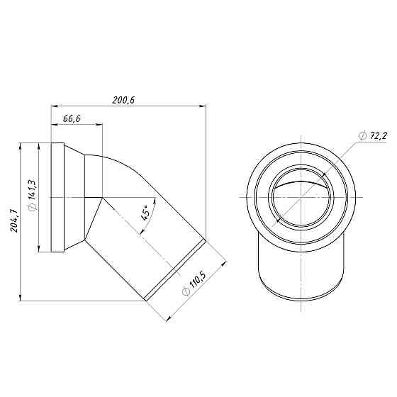 Коліно OPTIMUM для унітазу 45 ° D110 пластик OPTI 31410/227 (000031819) Київ
