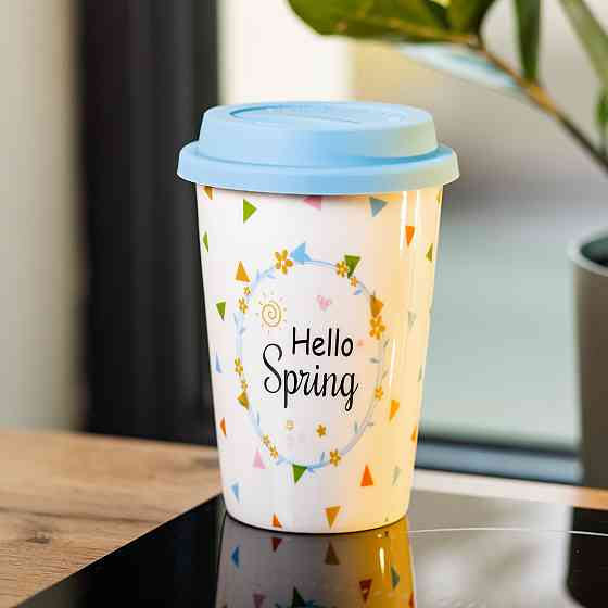 Liling Rongxiang Ceramic порцелянаовий стакан із силіконовою кришкою та отвором для трубочки 42 Коломыя