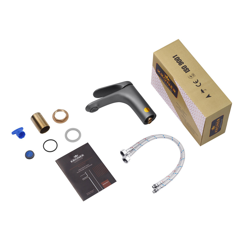 Смеситель для раковины Kroner KRM Linz - GRN010 графит Киев - изображение 6