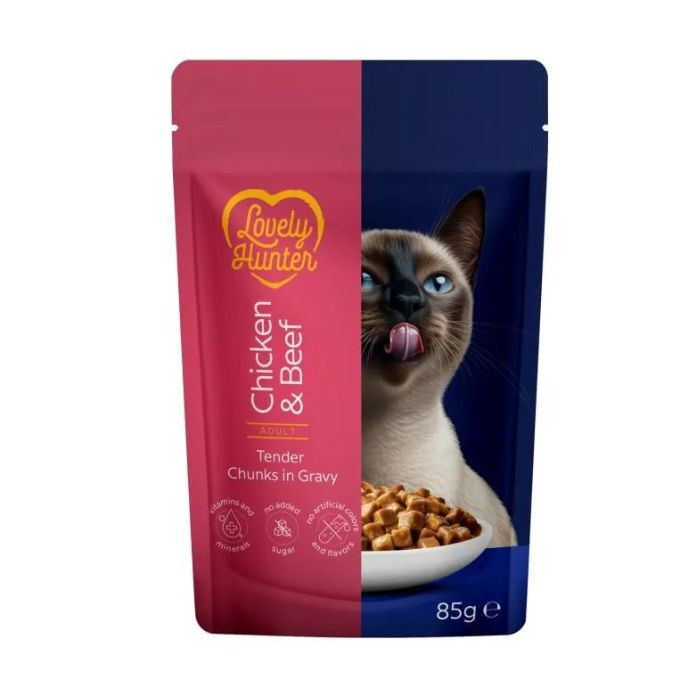 Lovely Hunter Adult Cats with Chicken and Beef Вологий корм для дорослих котів з куркою і яловичино, 85 г Киев - изображение 1