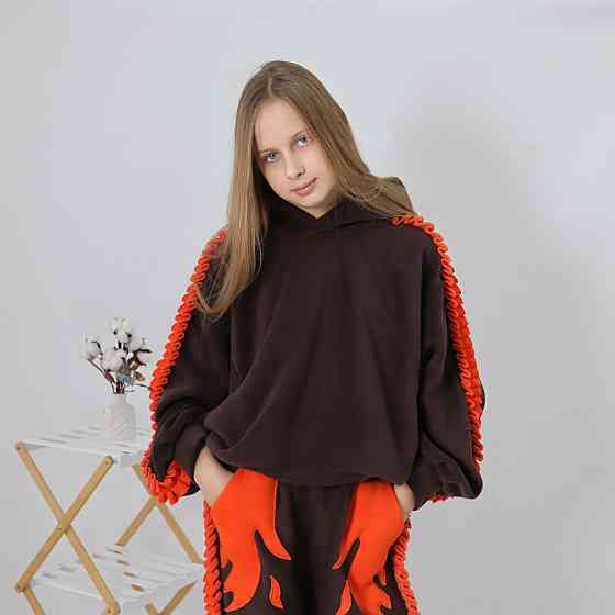 Підлітковий флісовий теплий костюм на зиму "Полум’я" Шоколадного кольору Кам'янець-Подільський