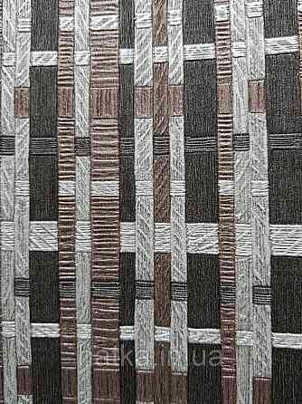 Обои виниловые на флизелине AdaWall Beta 1.06х10 полосы под соломку черные коричневые серебристые 1105-6 Киев