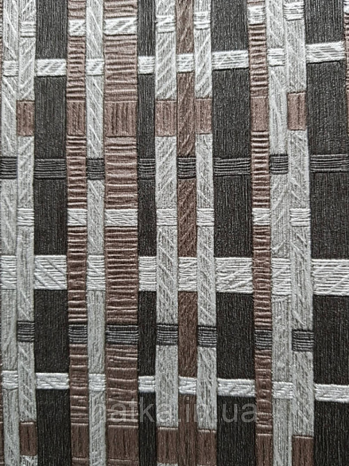 Шпалери метрові вінілові на флізелін AdaWall Beta метрові смуги під соломку чорні коричневі сріблясті Київ - фото 2