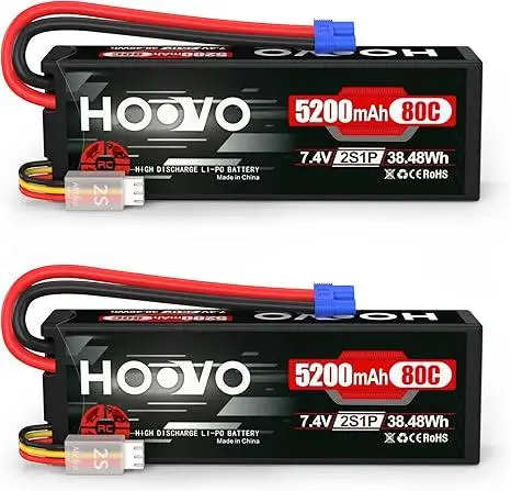 Комплект акумуляторів Hoovo 2S 7.4V 5200mAh 80C LiPo EC3: Батареї для RC-моделей, машин, дронів та катерів — 2 шт Київ