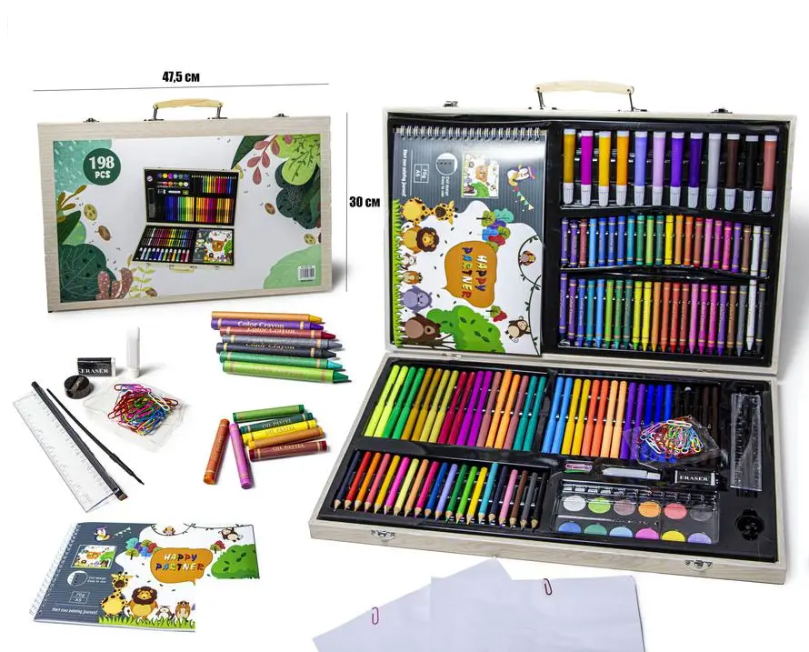 Дитячий набір для малювання в скриньці дерев'яні. 198 предметів Одеса - фото 1