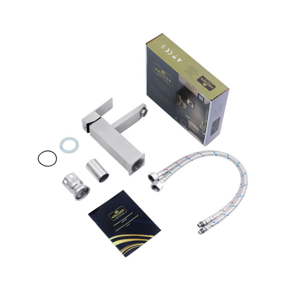 Змішувач для раковини Kroner KRP Edelstahl Kubus - ESG010 сатин Київ - фото 7