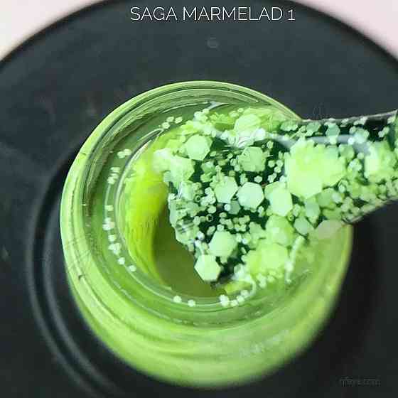 Гель-лак SAGA Marmelade №1 летняя коллекция оттенков мармелада (зелено-желтый с хлопьями​) 9 мл. Киев