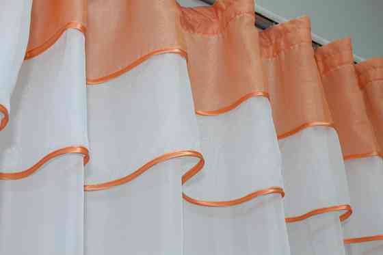 Гардина (280х170см) арка на кухню из шифона цвет белый с персиковым 110к 59-263 Киев