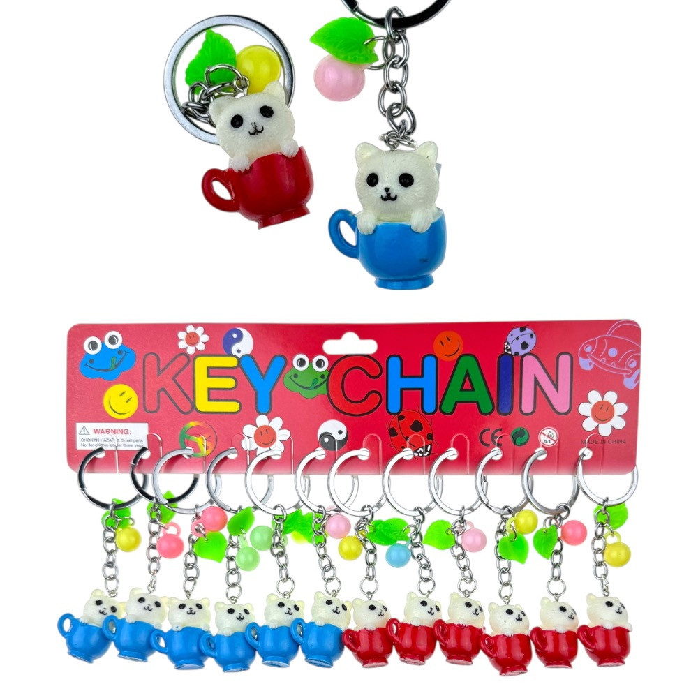 Брелоки для ключів дитячі Кішка у чашці 12 шт Київ - фото 1