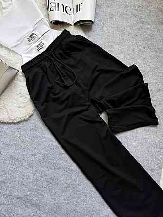 Жіночий прогулянковий костюм-двійка: топ і штани двонитка + мікродайвінг Чорний, 42/44 Одеса