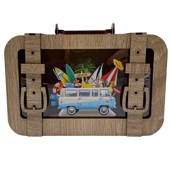 Деревянная копилка чемодан 