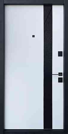 Двері вхідні металеві Страж Slim S Glass-A 850х2040 мм софт блек/сатин білий Праві Київ