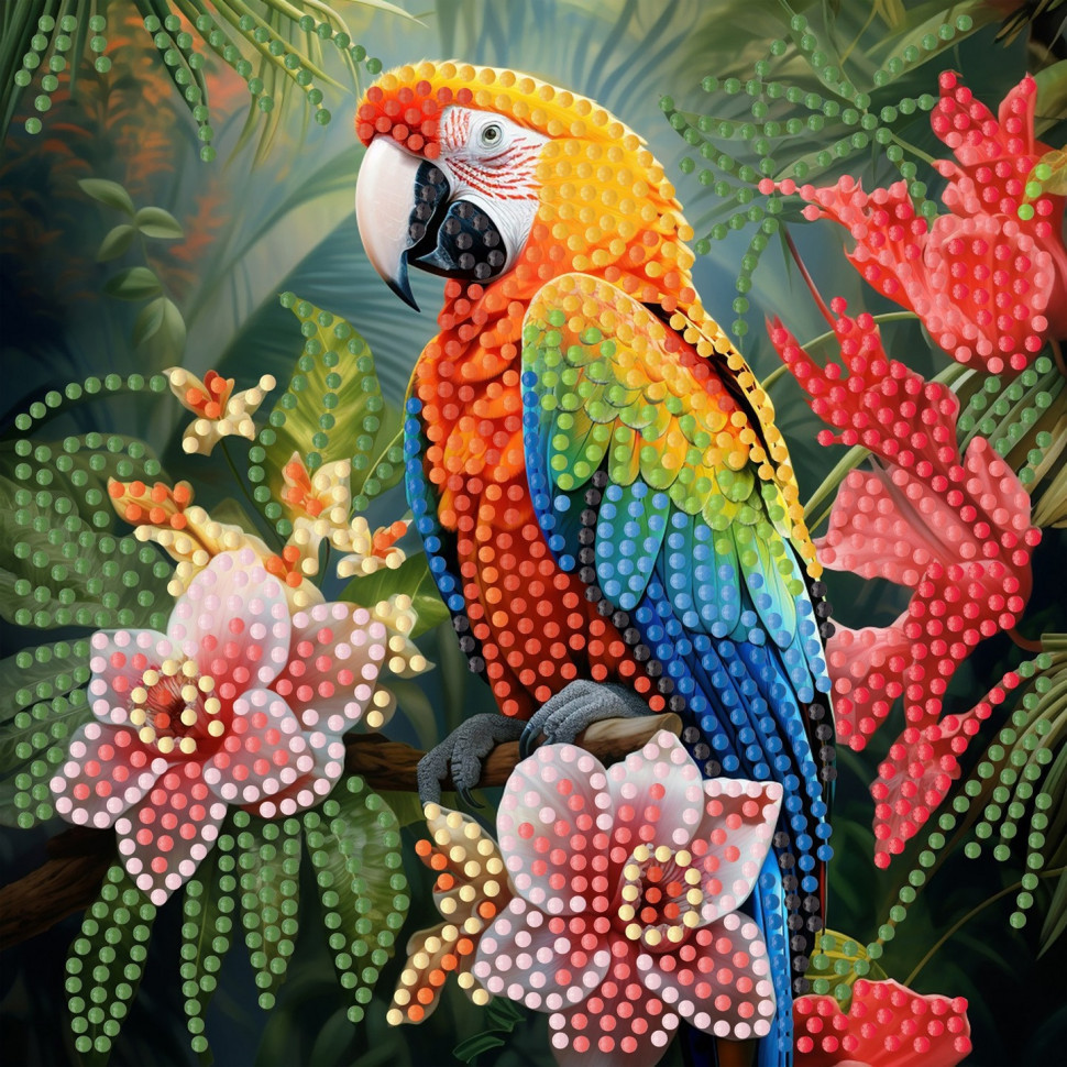 Алмазна мозаїка "Папуга у джунглях" ZAV1818-5, 18х18 см Вінниця - фото 1