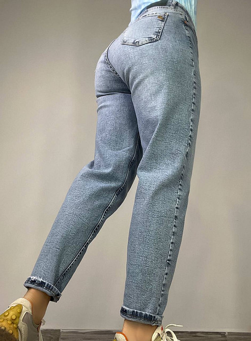Джинси жіночі Mikaletta 3255 MOM RELAX comfort jeans висока посадка банани стрейчеві блакитні, блаки Одеса - фото 10
