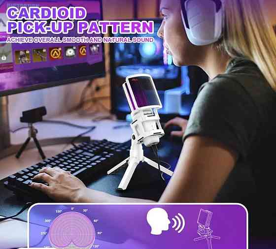 Настольный USB-микрофон ZealSound A68 (RGB, шумоподавление, 96 кГц) Харьков