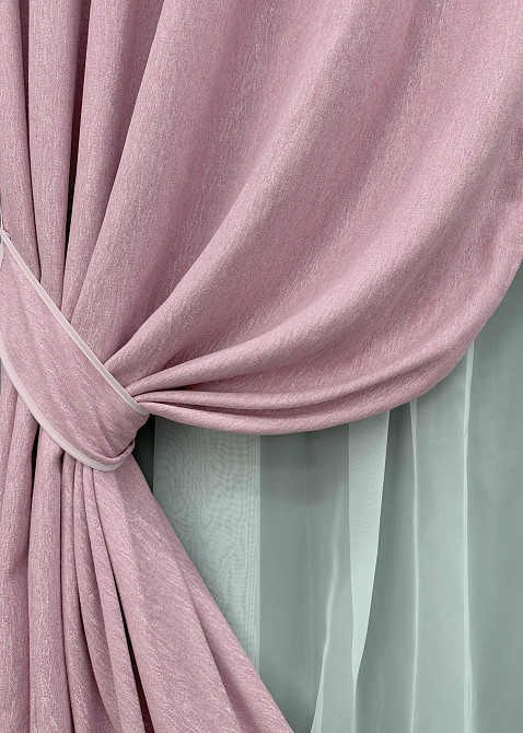 Комплект готовых штор VR-Textil Лен № 1728ш Розовый 150х290 см 2 шт (33-0645) Киев - изображение 5