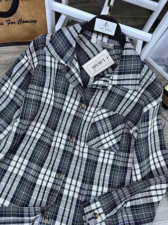 Женская базовая рубашка в модную клетку турецкая фланель Серый, 46/48 Одесса