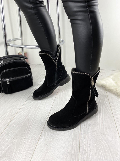 Ботинки D and V черные натуральная замша зима высота 19см размер 37 (3031) Коломыя - изображение 2
