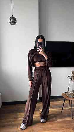 Женский плюшевый костюм тройка: кофта топ и штаны велюр Одесса