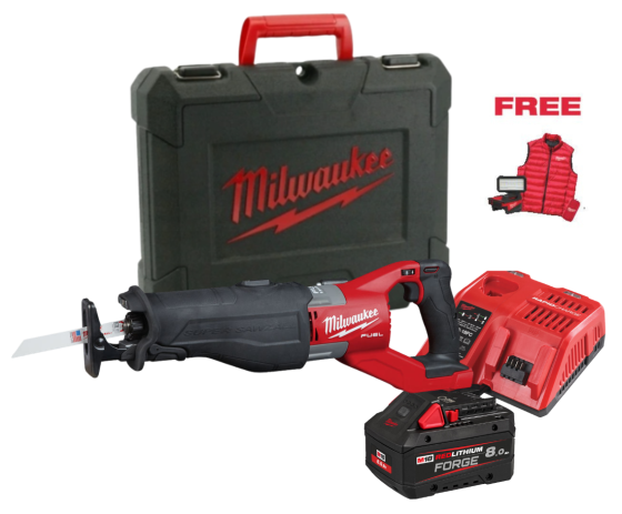 Пила шабельна акумуляторна MILWAUKEE, M18 FSX-801C (+зар.пр., 1 акум.Х 8Аг, кейс)+M18 ALIS-0+жилетка Одеса