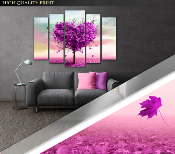 Модульна картина у вітальню / спальню Серце Дерево Art-381_5 ( 80х118см ) Київ